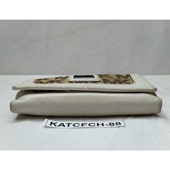 Michael Kors Brown Canvas Leather Trim Credit Card ID Window Bifold Wallet - Picture 6 of 16